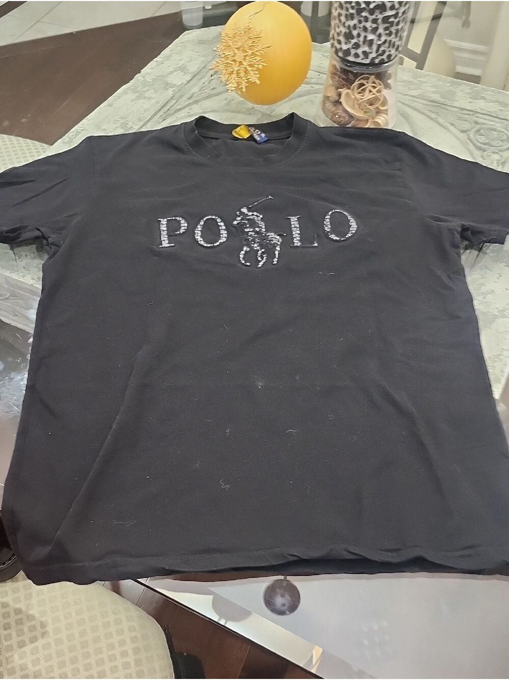 Ralph LAUREN Mens Black XL Logo Crewneck Tee Shirt
